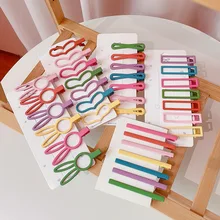 

7Pcs/Pack Simple Candy Color Geometric Hairpins Women Barrette Hairgrips Girls Hair Clips Headdress Barrettes Bobby Pin Hair