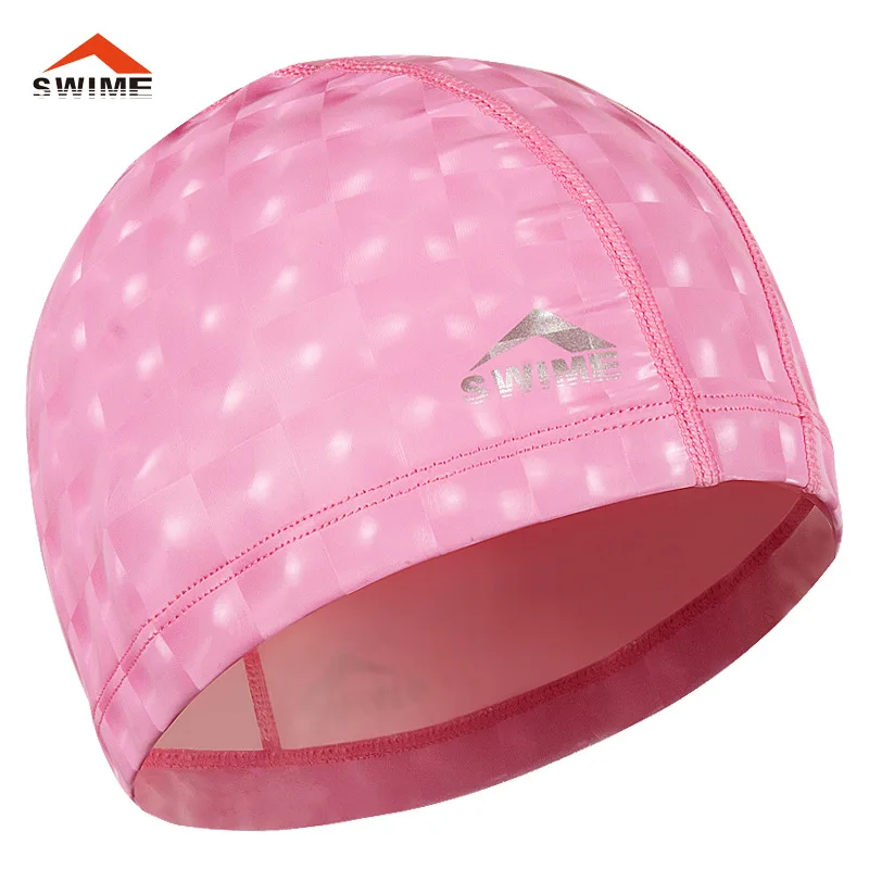 

Swime Big Head Long Hair Men And Women Solid Color Pu Material Waterproof And Breathable Swimming Cap Soft And Comfortable Size