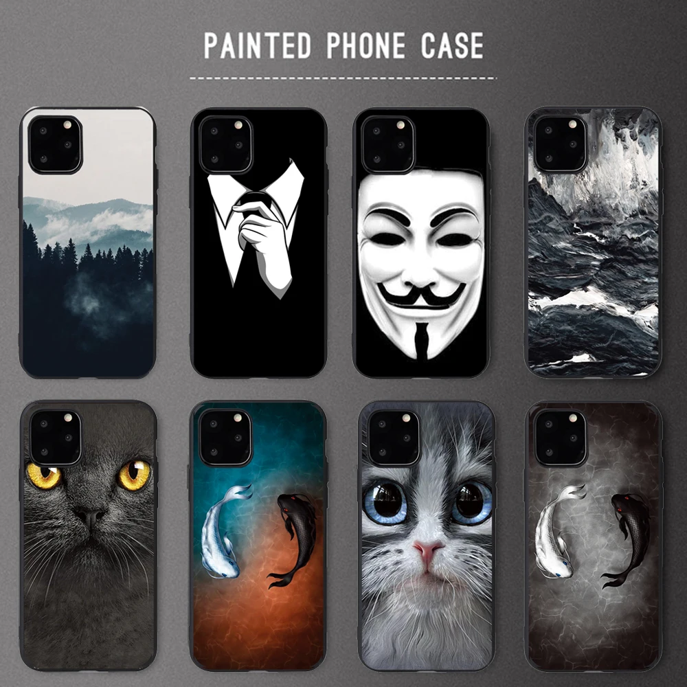 

Cute Cat Pattern Koi Fish Phone Case For iPhone X 8 7 6 6S Plus Case Cover For iPhone XS 11Pro Max XR 5S SE Case Soft TPU Coque