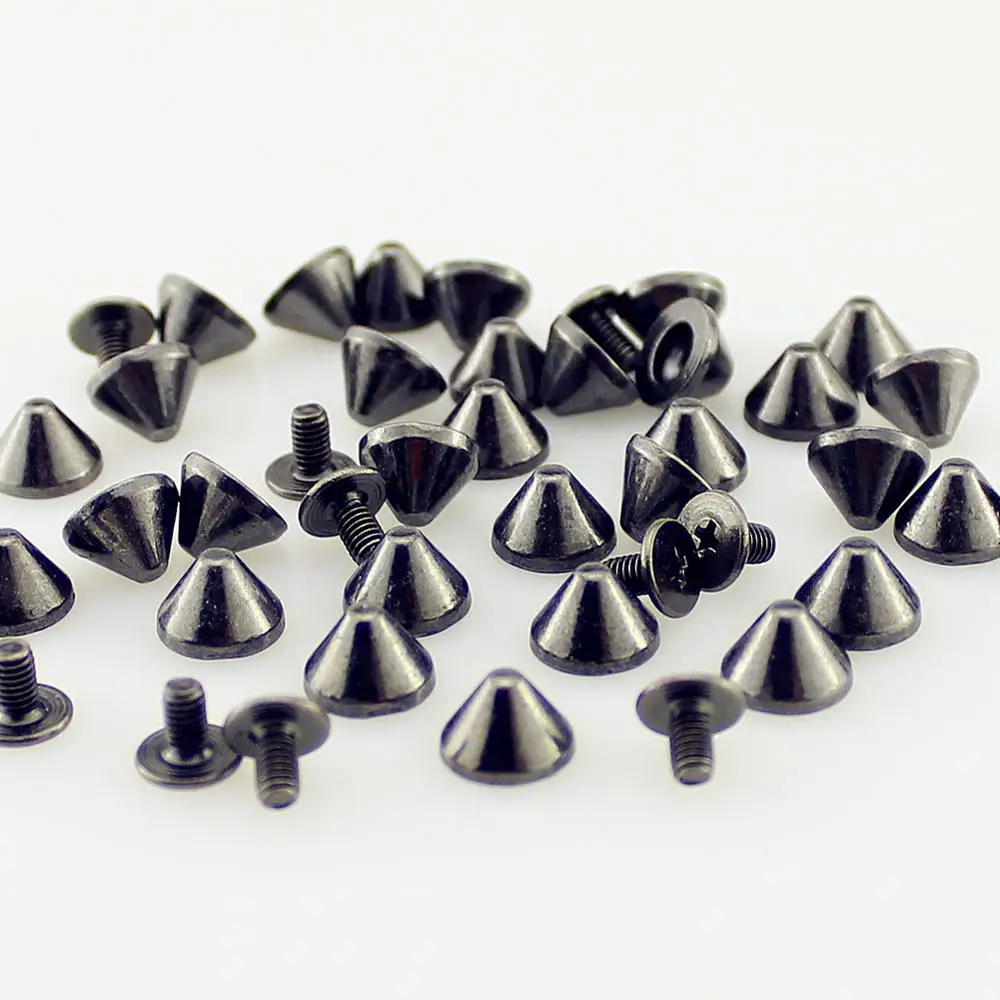 50pcs 9x6mm Silver Gold Thorns Spikes Rivets for Leather Punk Rivets Bullet with Screws DIY Tire Studs for Clothes metal rivets leather rivets metal studs