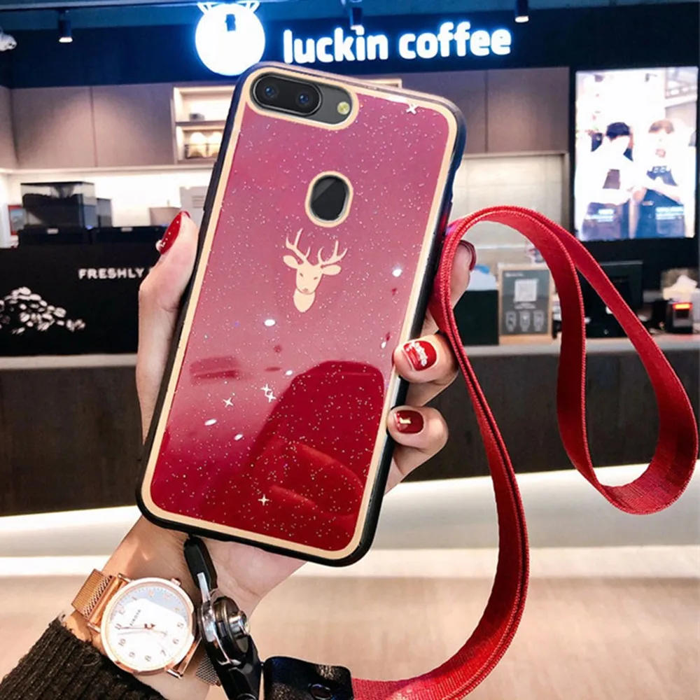 Чехол для xiaomi mi 8 9 se lite 9T A3 lite cc9 cc9e redmi k20 pro, блестящий ремешок с вышивкой оленя из ТПУ+ поликарбоната, чехол для телефона