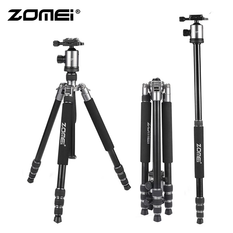 ZOMEI Z818 штатив для камеры, монопод, легкий дорожный штатив с шаровой головкой 360 градусов и сумкой для переноски DSLR Stand - Цвет: Z818 Silver