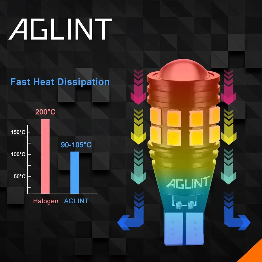 AGLINT 2 шт. светодиодный автомобильные лампы 921 912 T15 T16 W16W резервный CANBUS безошибочный