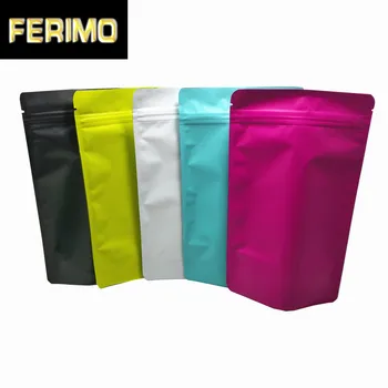 

100Pcs Colorful Stand Up Matte Aluminum Foil Ziplock Package Bag Mylar Foil Snack Tea Dry Flower Storage Pouch Retails Packaging