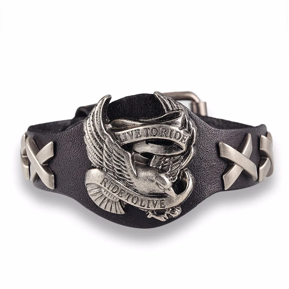 Bracelet Jewelry Genuine Leather Men Eagle Skull Retro Bracelets for Women