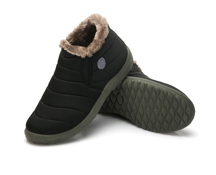 KUIDFAR/Мужская зимняя обувь; однотонные зимние ботинки с плюшевой подкладкой; нескользящая подошва; сохраняющая тепло; водонепроницаемые лыжные зимние ботинки; Мужская обувь; 58