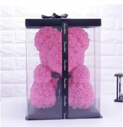 pink withbox Искусственный плюшевый медведь цветок медведь пена Роза плюшевый медведь коробки Свадебная вечеринка Декор Цветы подарок на день Святого Валентина - Цвет: pink withbox