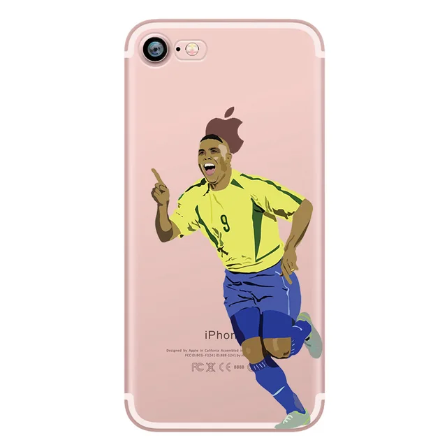 Cartoon Soccer Football Player Cover in TPU trasparente per iPhone 6 6s 7 8 Plus X XS Max XR 12 11 pro max custodie Cover completa in Silicone