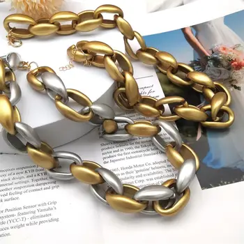 

High Quality Punk Lock Choker Necklace Pendant Women Collar Statement Brand Gold Color Chunky Thick Chain Necklace Steampunk men