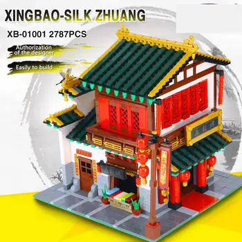 

Block Creative Xingbao 01001 Blocks 2787pcs Chinese Style The Silk And Satin Store Set Building Bricks Toys Model