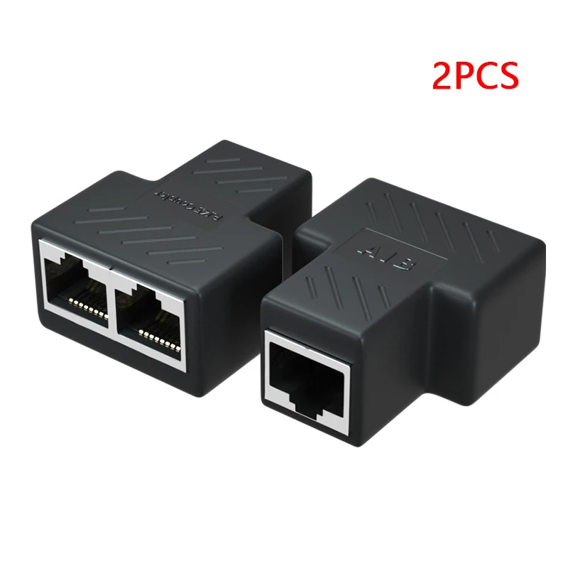 2шт от 1 до 2 способов Ethernet RJ45 гнездовой кабель сплиттер адаптер Разъем для