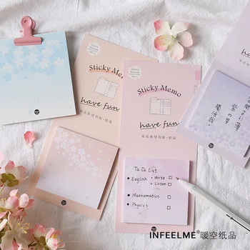 

1 Set Memo Pads Kawaii Stickers Dyeing flower series Sticky Notes Escolar Papelaria School Supply Bookmark Notepad Label