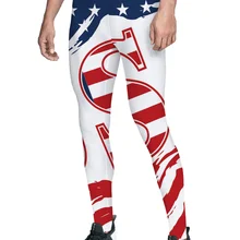 Американский флаг, независимый день, брюки, мужские Леггинсы с карманами, контроль живота, День благодарения, износостойкость, девять штанов, спортивная одежда размера плюс