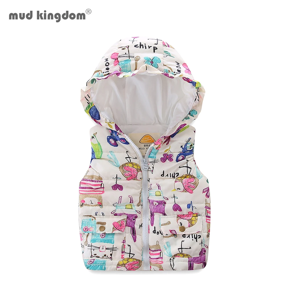 Girls Hooded Vest Sleeveless Wool Vest Jacket Cartoon Print Coat Kids Warm Cashmere Outwear Clothes children vest