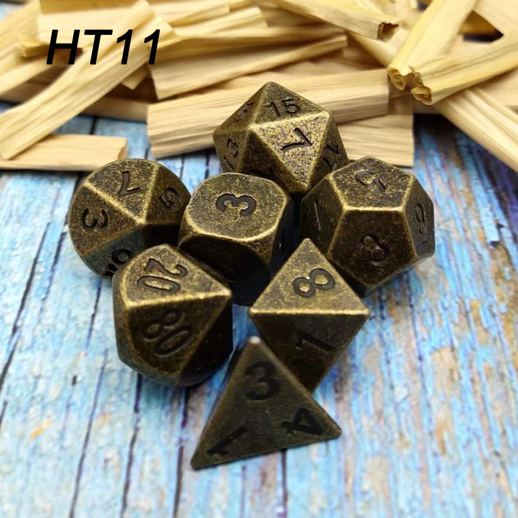 Chengshuo rpg кости многогранные наборы металла dnd Подземелья и Драконы настольные игры цинковый сплав белые кубики цифровой узор d20 10 8 12 - Цвет: HT11