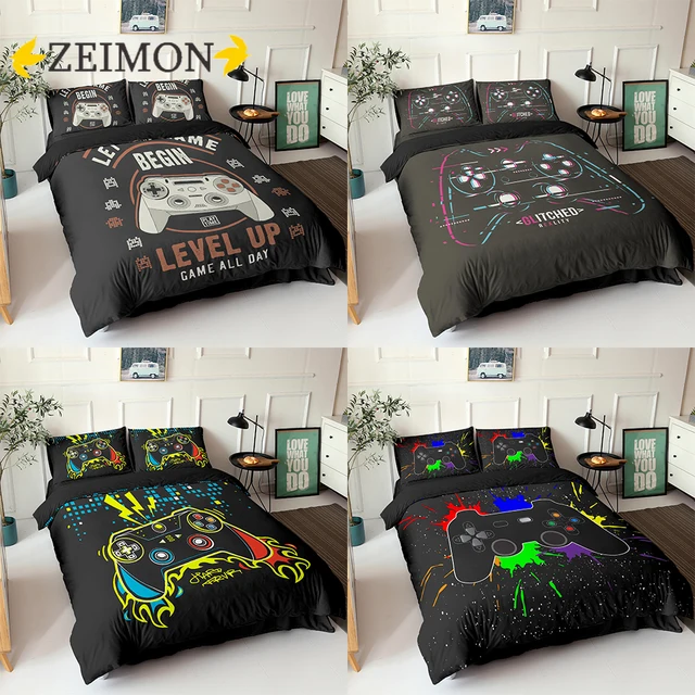 ZEIMON Gamepad Bedding Set Queen Size Duvet Cover Creative Black Bed Comforter Cover Set Housse De Couette Bedclothes 2/3Pcs 1