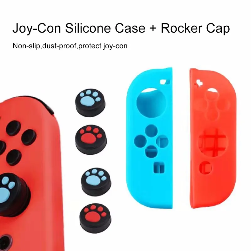 18 In 1 Controller Grip Joy Con Case Cover For Nintend Switch Joystick Cap Charging Cable Earphone Protective Bag For Switch