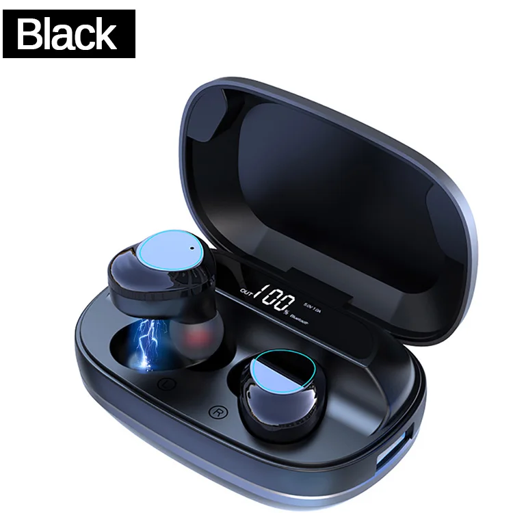 G16 TWS Bluetooth наушники тяжелый бас 6D стерео HiFi Звук светодиодный дисплей гарнитуры 3000 мАч зарядная коробка IPX7 водонепроницаемый - Цвет: Black