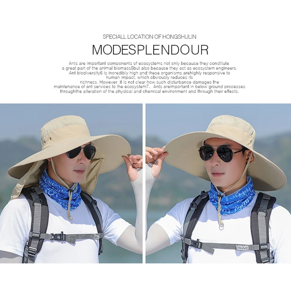 Outdoor Flap Cap Wide Brim Sunshade Windproof Quick Drying Face Mask Ear Neck Cover Fisherman Bucket Hat