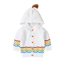 Свитера для малышей; одежда для маленьких девочек; вязаный свитер на пуговицах; пальто-кардиган; топы; ; Прямая поставка с капюшоном
