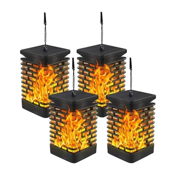 

4 Pack Solar Lights LED Dancing Flickering Hanging Flame Lights Lanterns for Garden Patio and Yard Outdoor Garden Decor