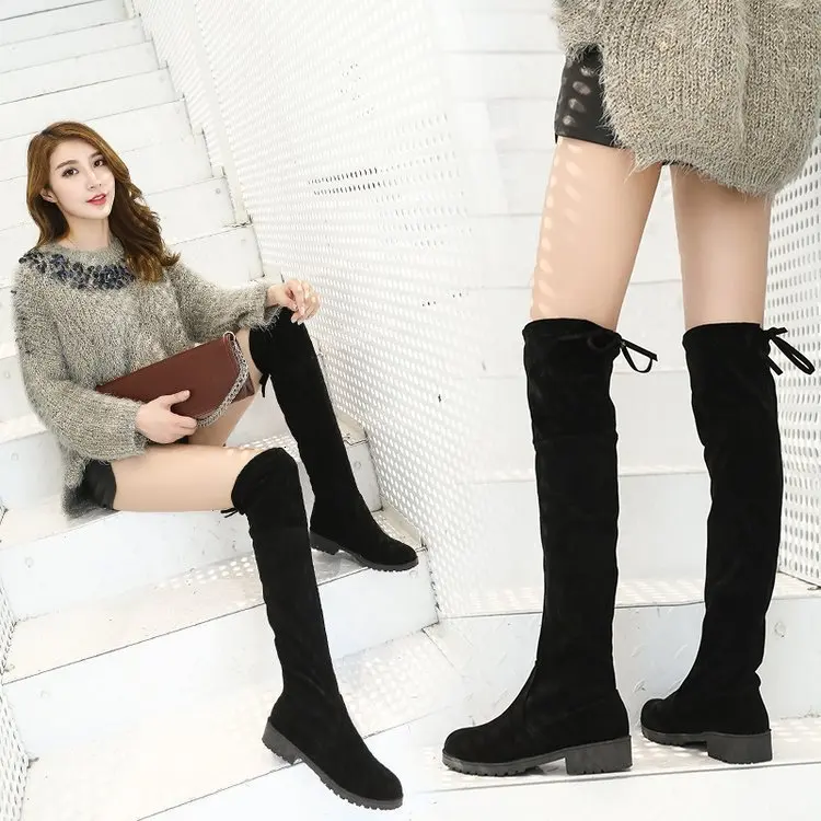 

Boots High Heels Woman Women High Heels Boots New Small Head Low Overknee Boots Elastic Boots Exceed Thin Woman Boots