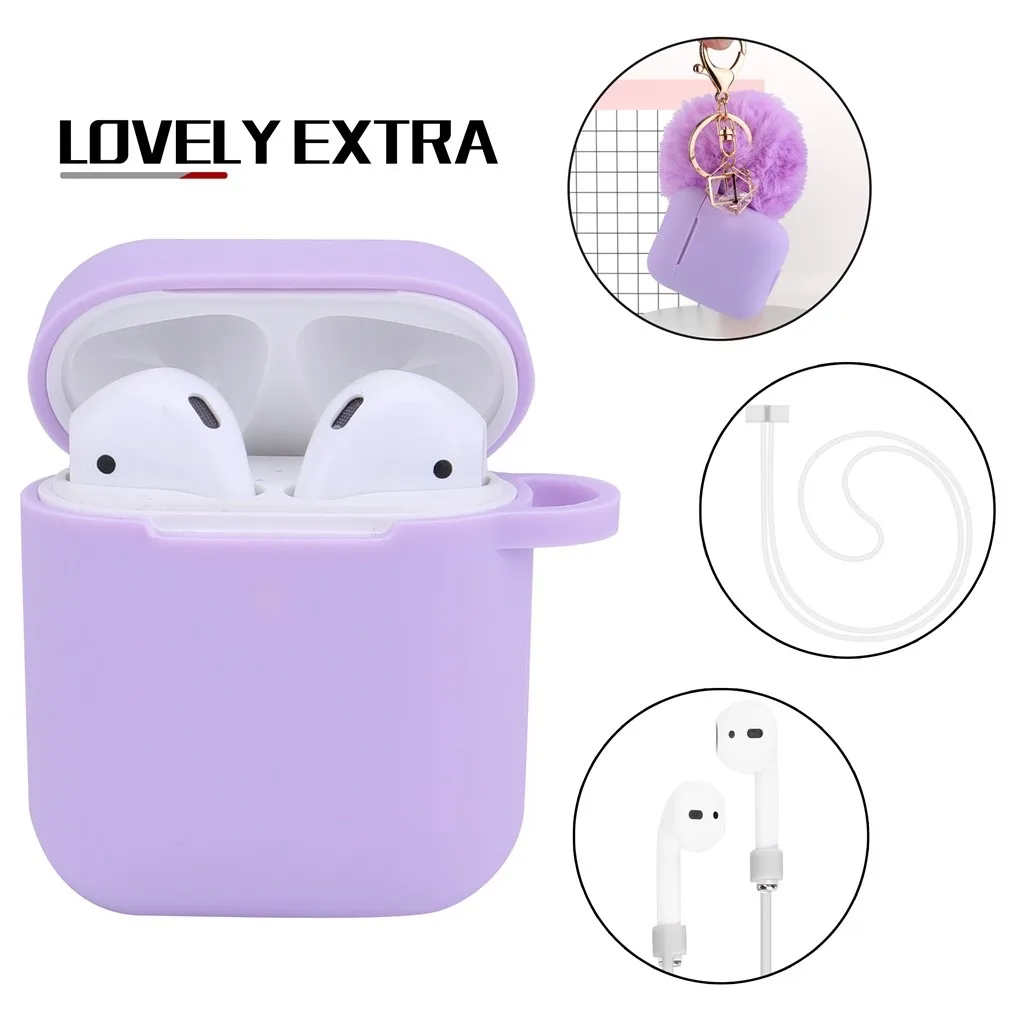 HIPERDEAL беспроводные наушники-вкладыши, стерео наушники для Airpods 2 и 1 зарядный чехол, силиконовый чехол и брелок с помпоном