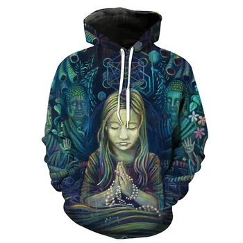 

CNUUIKOOEK Sweatshirts Men's 3D Pray of GIRL'S Printed Hooded Pocket Pullover Hoody Fashion Men's Hoodies