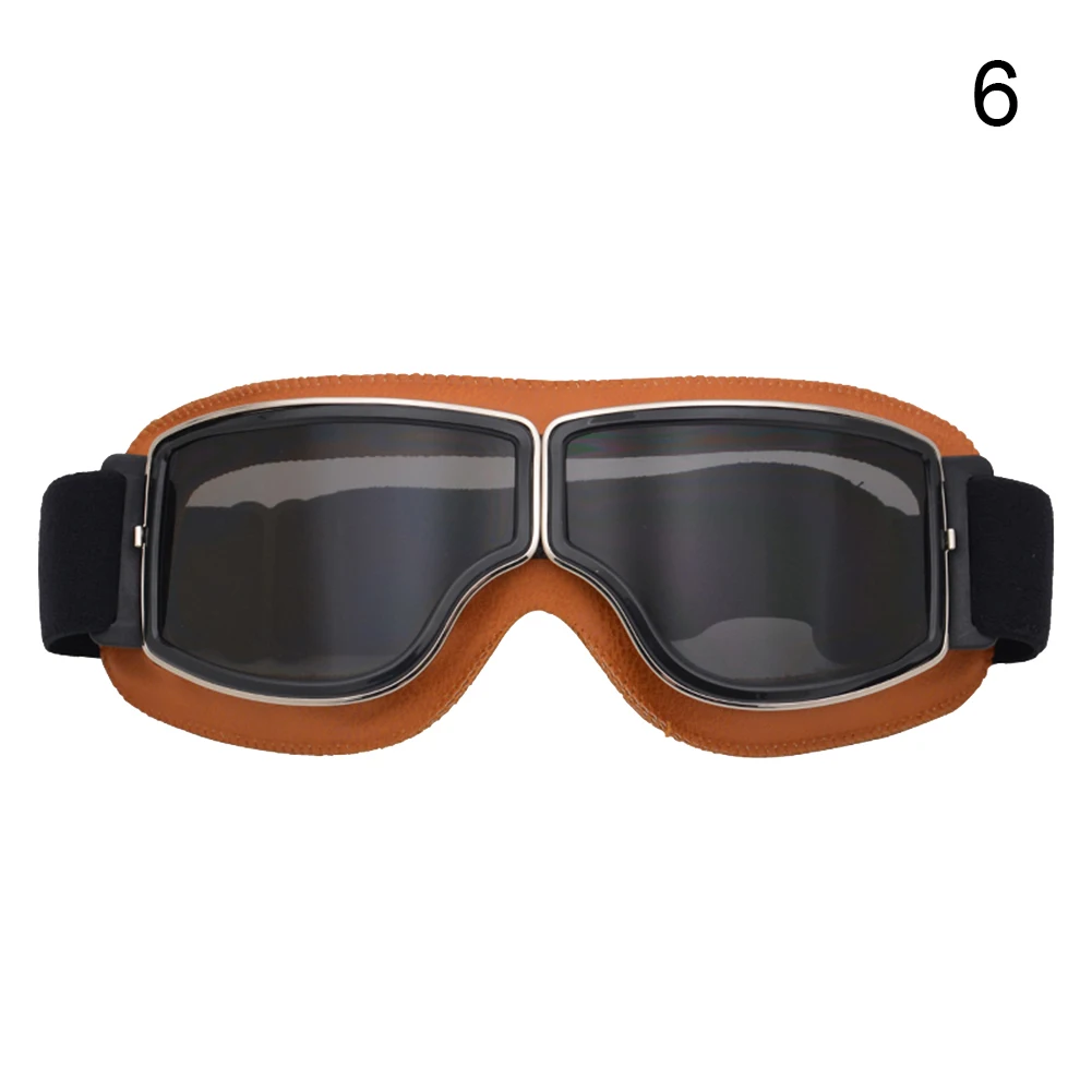 Коричневый Retro Sports Sunglasses Helmet Steampunk Goggles for Outdoor Motocross Cruiser Scooter C66 - Название цвета: Коричневый