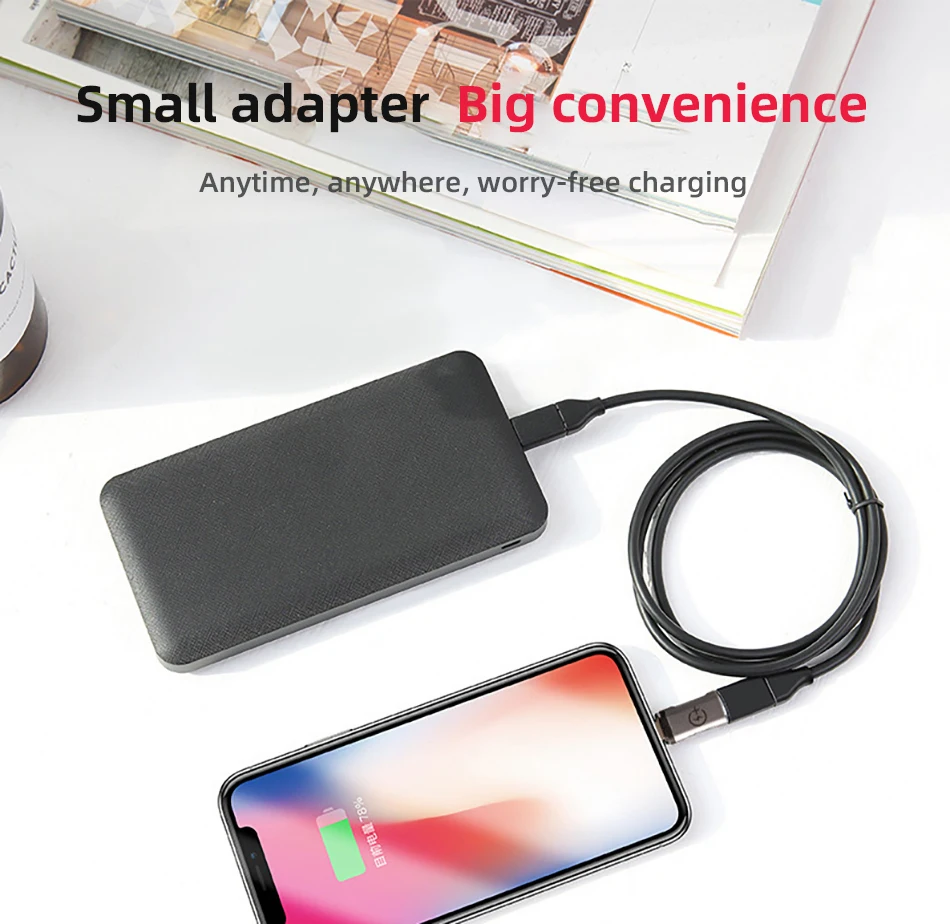 !ACCEZZ OTG Phone Adapter Lighting Male To Type-C Cable For iphone XS USB C To lighting Connector For Huawei P30 Cable Converter phone adapters & converters