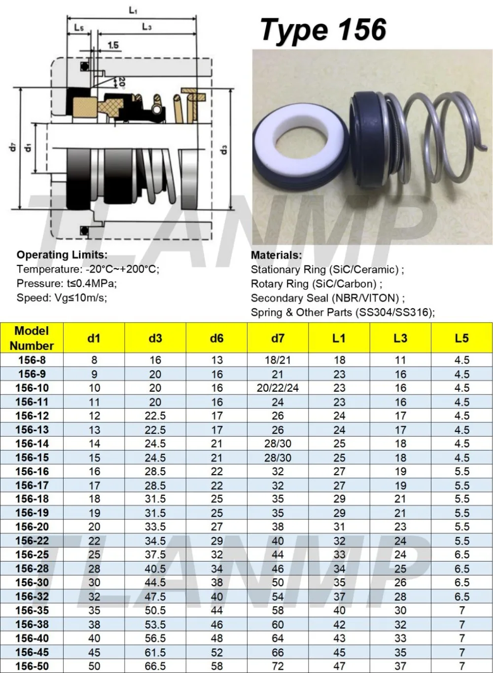 156 mechanical Seals