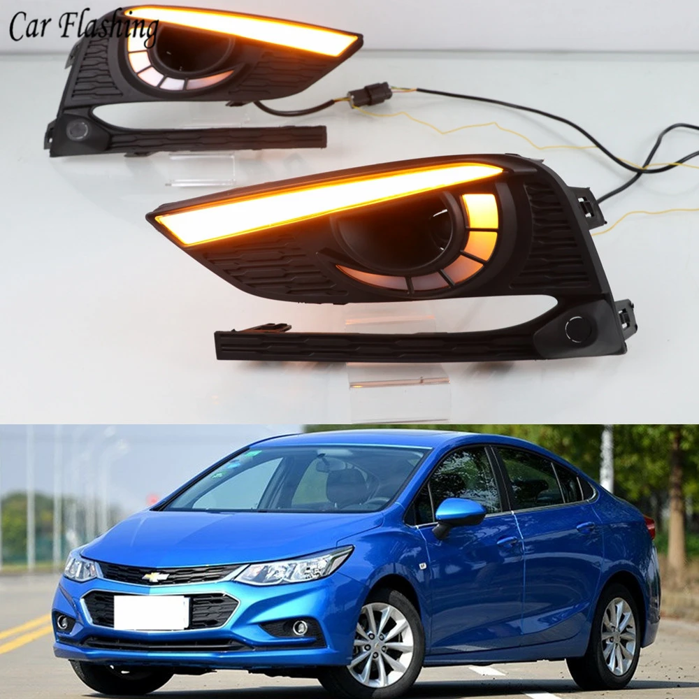 2 шт. DRL для Chevrolet Cruze дневные ходовые огни Противотуманные фары крышка фары 12 в дневной сигнал для Chevy
