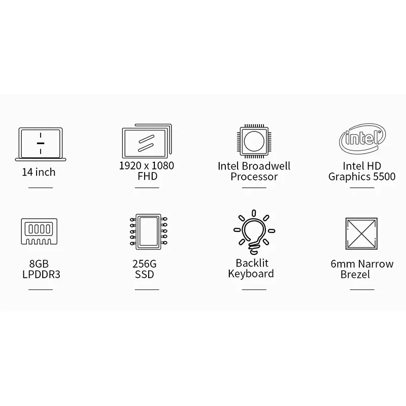 Ноутбук Jumper Ezbook X4 Pro 14 дюймов Fhd Intel Core I3-5005U 8 ГБ ОЗУ 256 Гб ПЗУ Ssd двухдиапазонный Wifi Windows 10