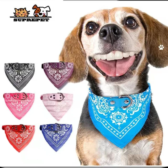 SUPREPET Cute Adjustable Small Dog Collars Puppy Pet Slobber Towel Outdoor Cat Collar Print Scarf  Design Dog Collar Neckerchief