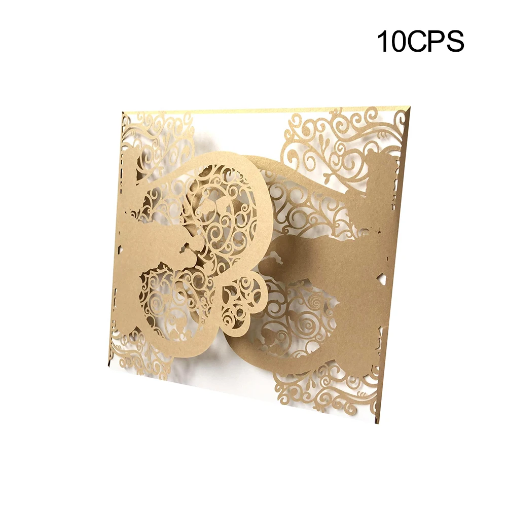  10Pcs Hollow Wedding Invitation Personality Heart Shape Humanity Pattern Invitation Beautiful Weddi - 4.00051E+12
