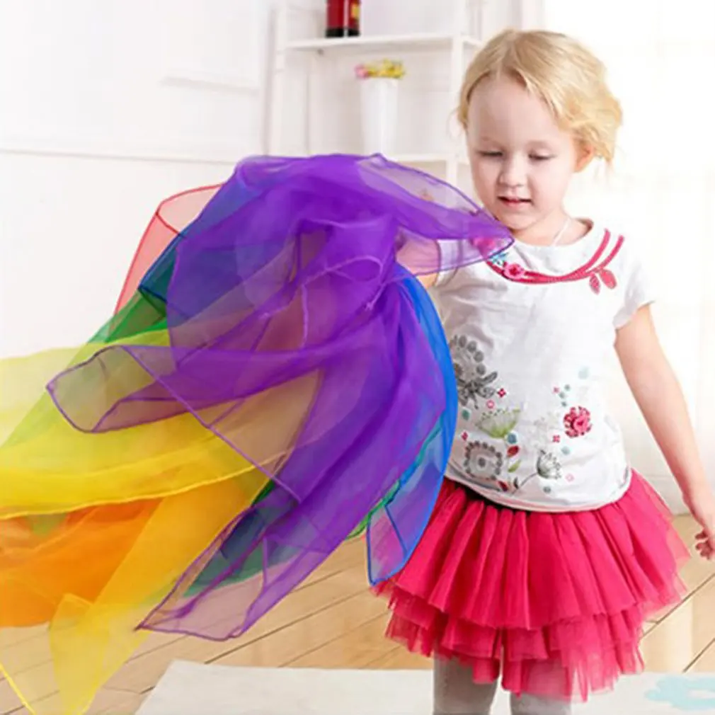1pcs Practical 6 colors Gymnastics Scarves For Outdoor Game Toys Dancing And Juggling Towels Candy Colored Gym Towel Dance Gauze | Игрушки и
