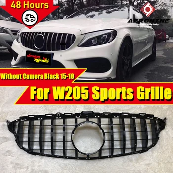 

Replacement C63 GTS style Front Grille grill W205 C205 X205 C Class Sports Models Without Camera ABS Black For Mercedes 2015-18
