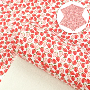 

David accessories 20*34cm Lichi Fruit Printed Faux Synthetic Leather Fabric for Bows Decorative DIY Handmade Materials,1Yc10185