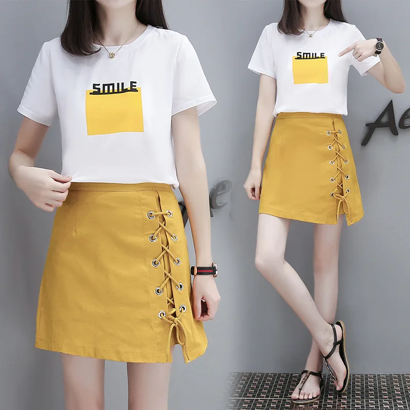 

Korean Style Set Hip Skirts Irregular Micro Mini Skirt Mini Skirt Summer Fashion Saia High Waist Faldas Mujer Two-Piece Set