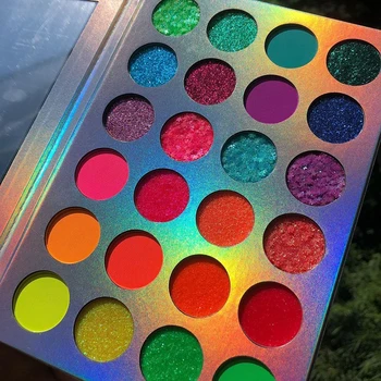 

24 Colors Glow Neon Eyeshadow Palette Matte Glitter Shimmer Glow in the Dark Fluorescent Eye Shadows Makeup Smoky Party Makeup