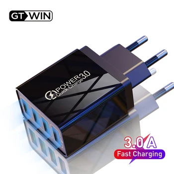 

GTWIN 48W USB Charger Quick Charge 3.0 Fast Charging EU UK Plug 3.1A Wall Mobile Phone Adapter For iPhone Samsung Xiaomi Huawei