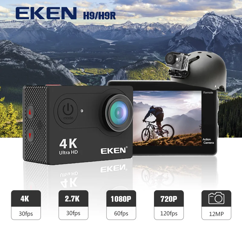 Экшн-камера eken H9R/H9 Ultra HD 4 K/30fps WiFi 2," 170D Водонепроницаемая камера для подводной съемки на шлеме Спортивная камера s