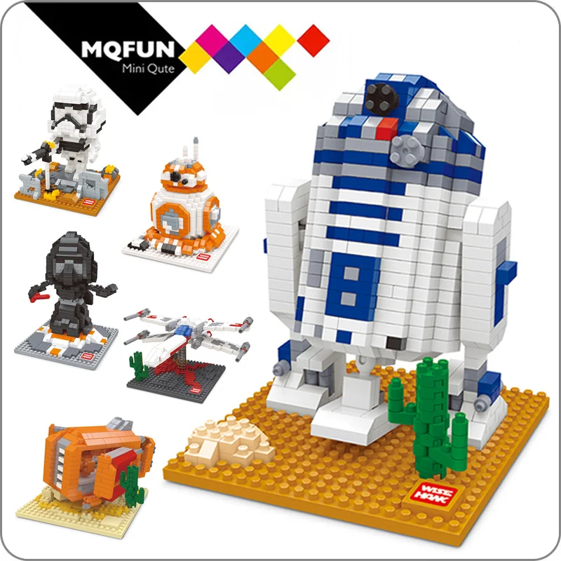 

Wisehawk Diamond Star fighting BB8 R2D2 XWing Darth Vader plastic building block assembly model action figures educational toy