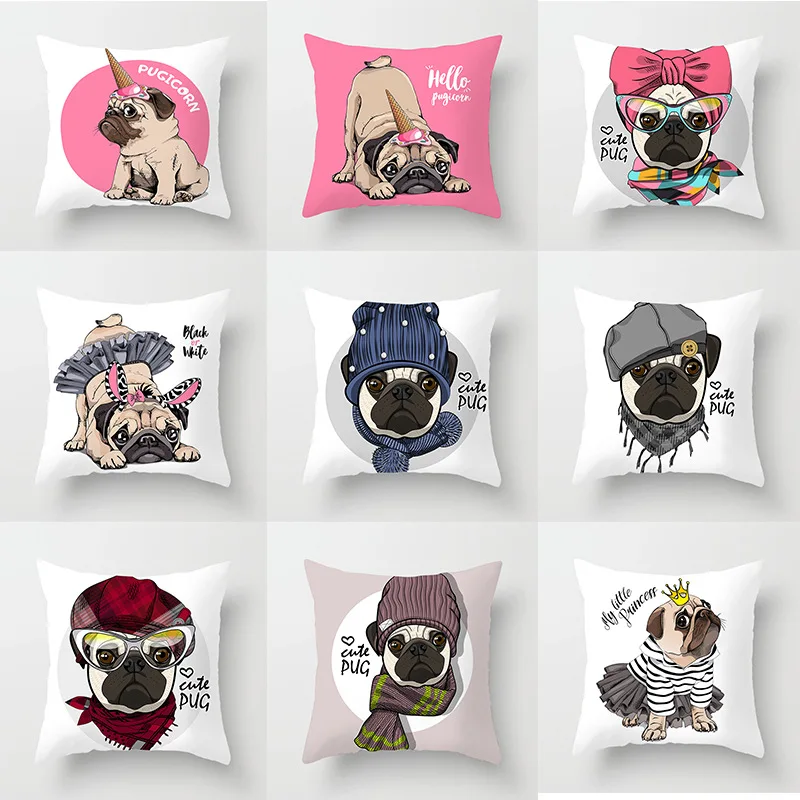 

Pillow case 45*45CM New Cartoon Cute Dog Polyester Printed Pillowcase Home Sofa Pillow Cushion Cover Decorative Pillowcase