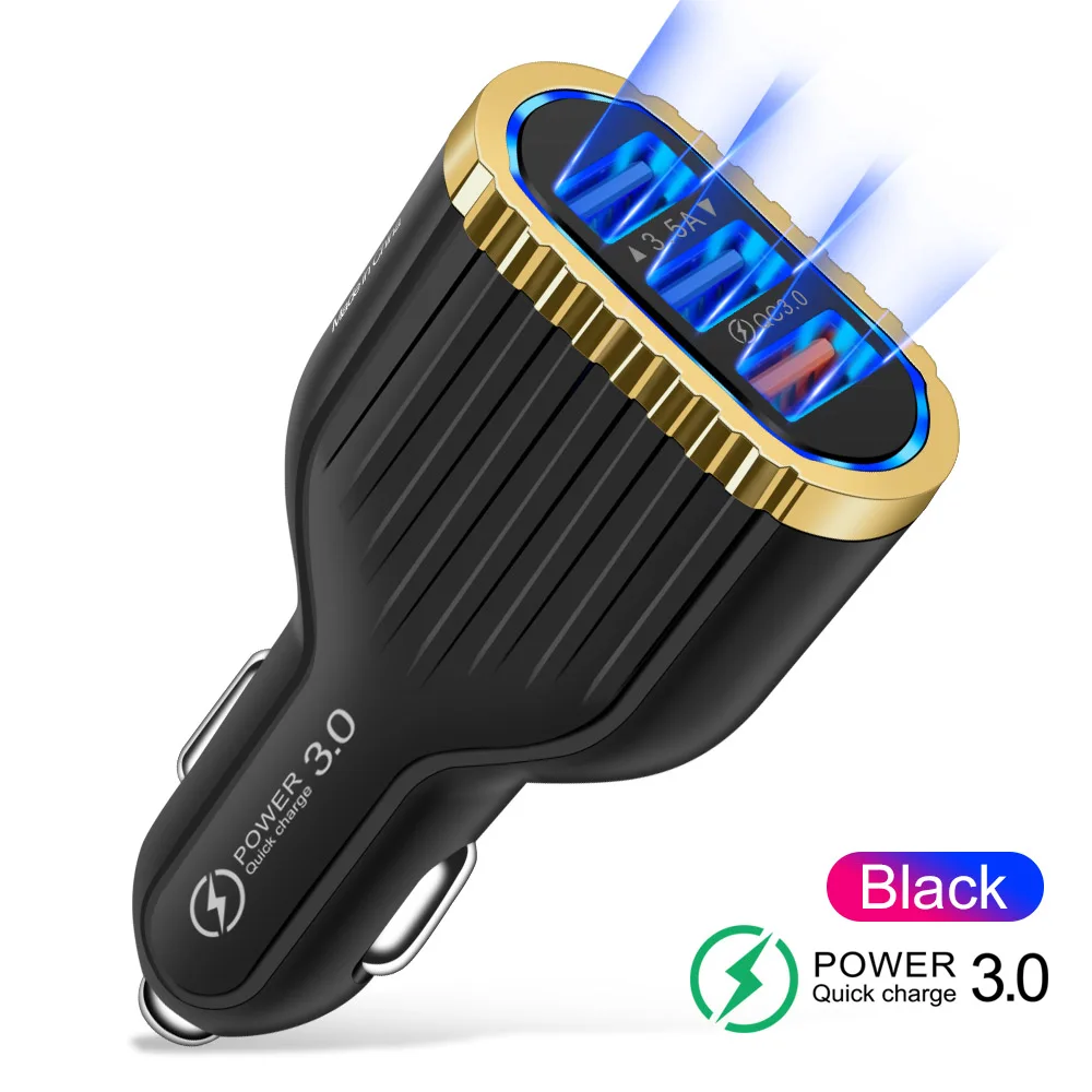 Black Crauch 3 порта quick charge 3,0 USB Автомобильное зарядное устройство для Xiaomi samsung iPad iPhone автомобильное зарядное устройство s быстрая QC 3,0 Автомобильное зарядное устройство для мобильного телефона - Тип штекера: Black