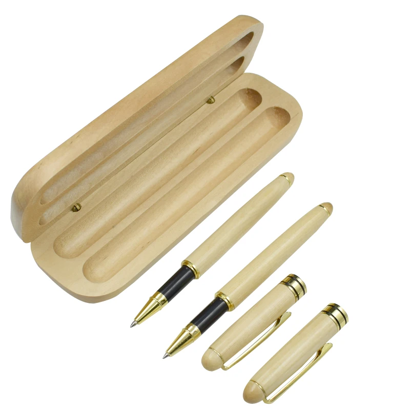 

Nature Wood Gel Pens With Case Set From Nature Wood Pen 0.5 mm Black Point Writing Supplies Stationery Tool Gift