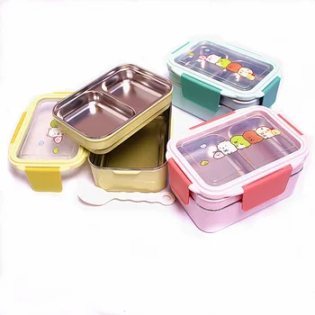 

Stainless steel separate lunch box lunch box student's fast food cup insulation Japanese adult 2 double layer rectangular lunch