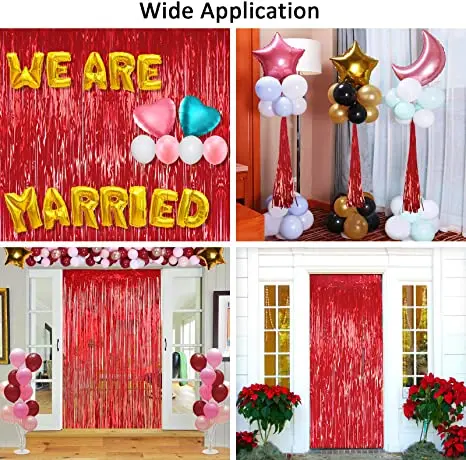 Tende Con Frange In Lamina Rosa, Decorazioni Per Feste, 1 X 2,5 M