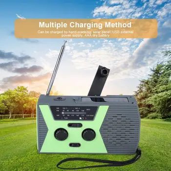 

Portable Hand Cranked radio AM FM Solar Powered AM/FM NOAA Weather Radio with LED Flashlight digital radio