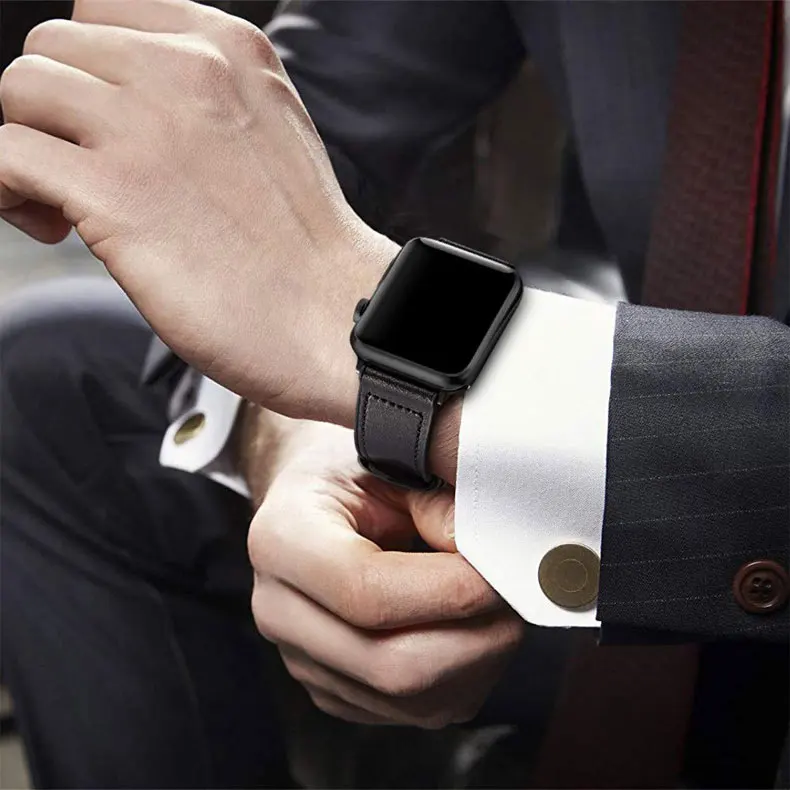 Ремешок для наручных часов Apple watch 4 5 Группа 44 мм 40 мм, 42 мм, 38 мм, версия наручных часов Iwatch серии 5/4/3/2/1 армированный чехол из силикона+ Винтаж из натуральной кожи браслет wristbelt